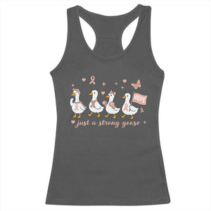 Funny Endometrial Cancer Goose Racerback Tank Top Just A Strong Goose TS12 Dark Heather Print Your Wear