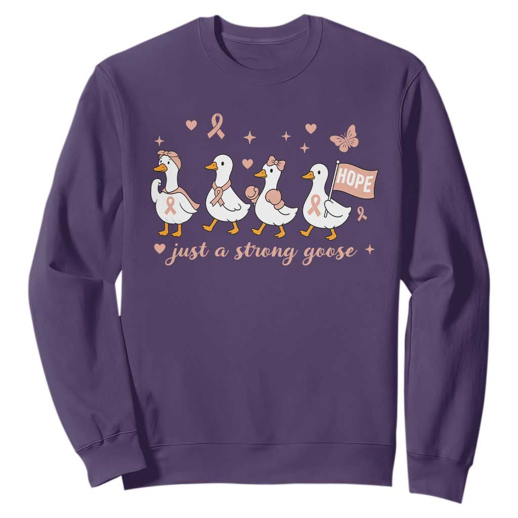 Funny Endometrial Cancer Goose Sweatshirt Just A Strong Goose TS12 Purple Print Your Wear