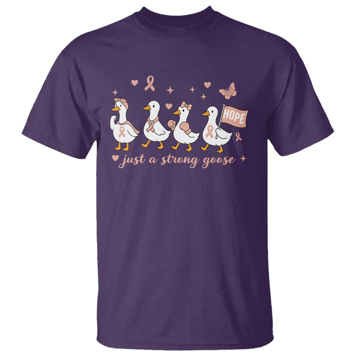 Funny Endometrial Cancer Goose T Shirt Just A Strong Goose TS12 Purple Print Your Wear