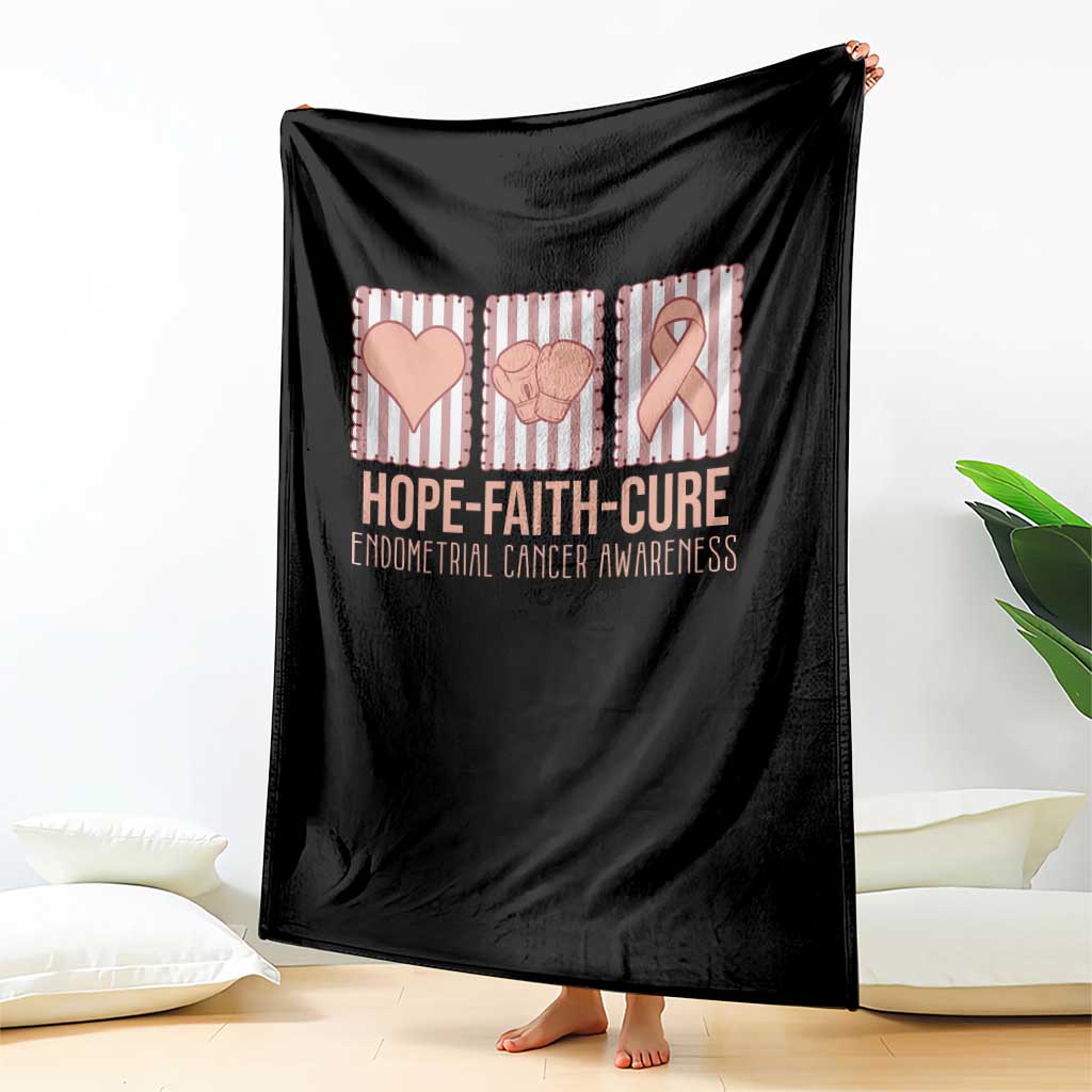 Endometrial Cancer Awareness Throw Blanket Hope Faith Cure Peach Ribbon TS12 Print Your Wear