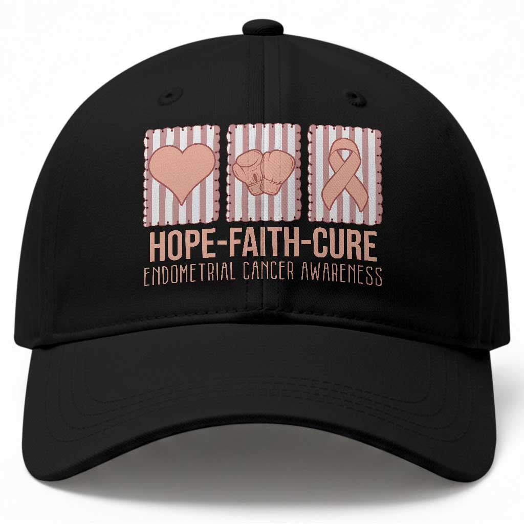Endometrial Cancer Awareness Baseball Cap Hope Faith Cure Peach Ribbon TS12 Print Your Wear