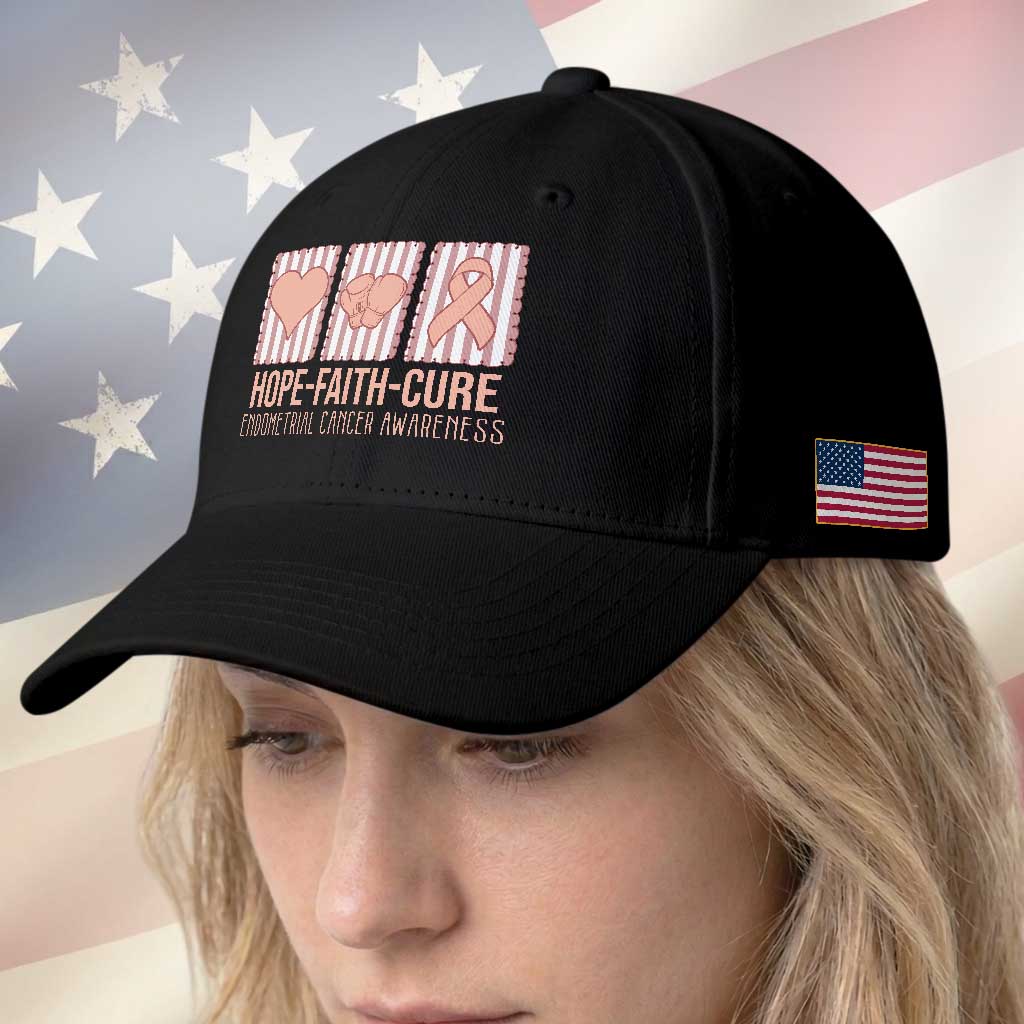 Endometrial Cancer Awareness Baseball Cap Hope Faith Cure Peach Ribbon TS12 Print Your Wear