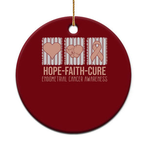 Endometrial Cancer Awareness Ceramic Ornament Hope Faith Cure Peach Ribbon TS12 1pc Red Print Your Wear