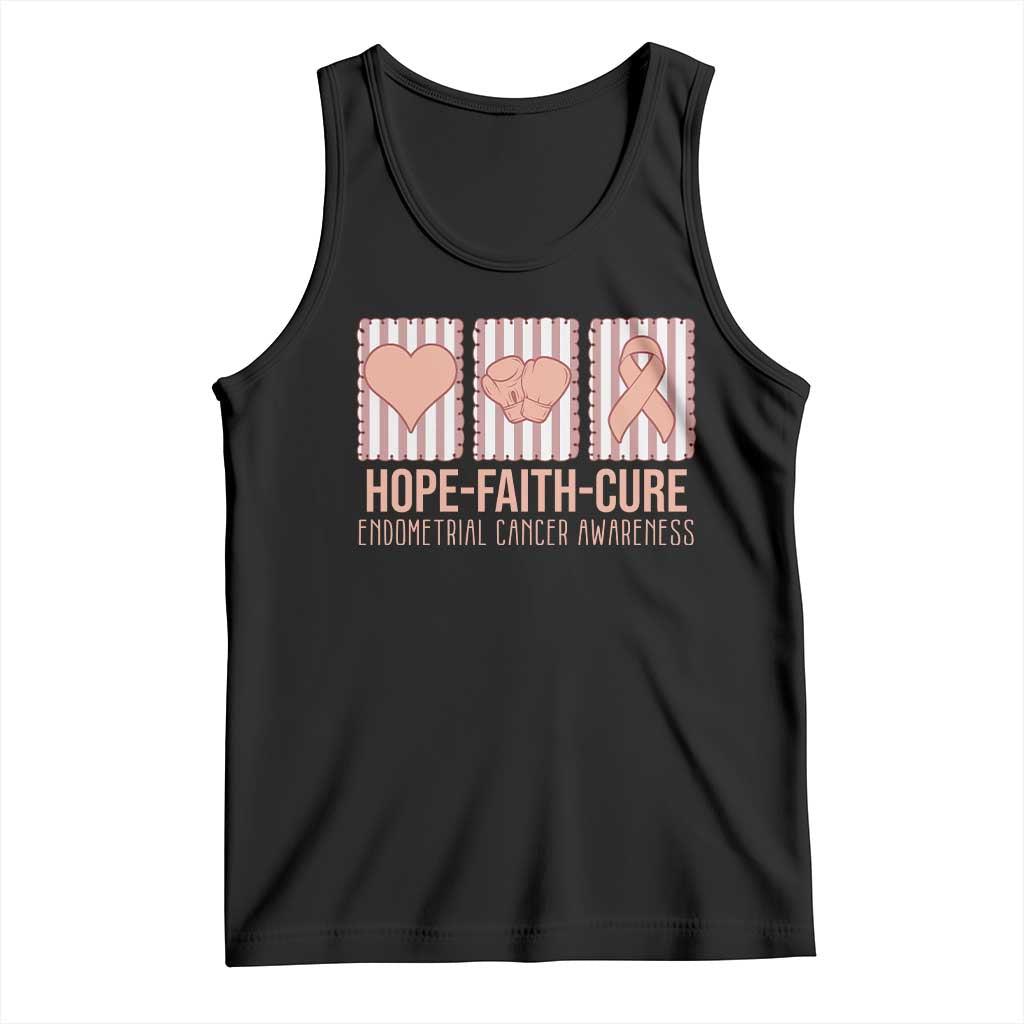 Endometrial Cancer Awareness Tank Top Hope Faith Cure Peach Ribbon TS12 Black Print Your Wear