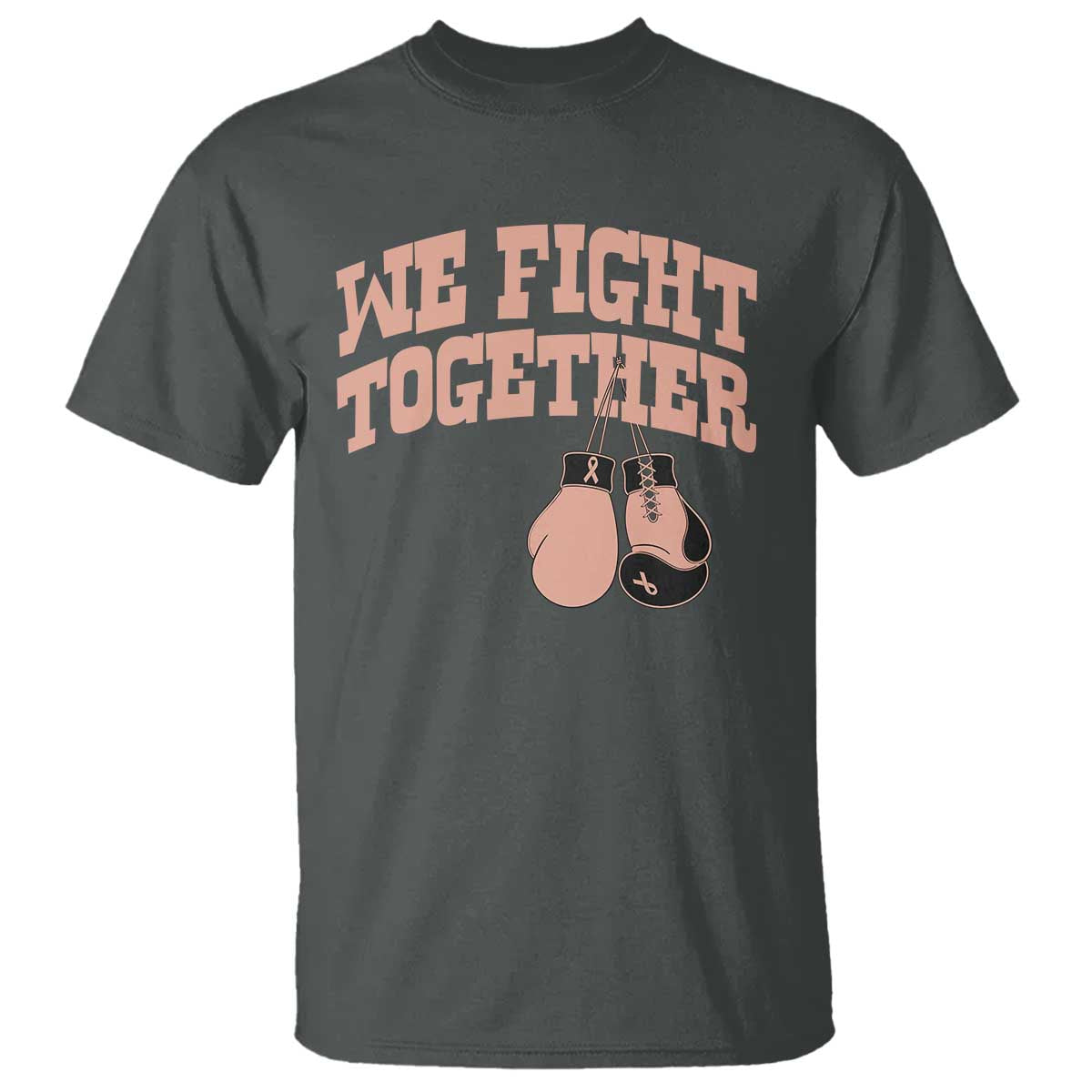 Endometrial Cancer Warrior T Shirt We Fight Together Boxing Gift TS12 Dark Heather Print Your Wear
