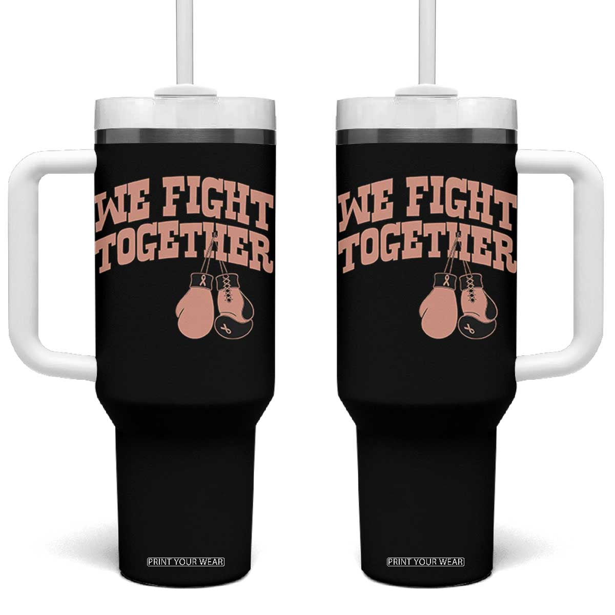Endometrial Cancer Warrior Tumbler With Handle We Fight Together Boxing Gift TS12 One Size: 40 oz Black Print Your Wear