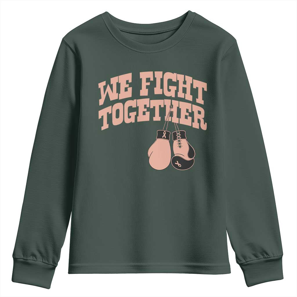Endometrial Cancer Warrior Youth Sweatshirt We Fight Together Boxing Gift TS12 Dark Forest Green Print Your Wear