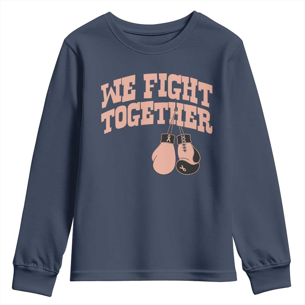 Endometrial Cancer Warrior Youth Sweatshirt We Fight Together Boxing Gift TS12 Navy Print Your Wear