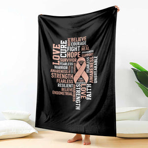 Endometrial Cancer Awareness Throw Blanket Warrior Survivor Peach Ribbon TS12 Print Your Wear