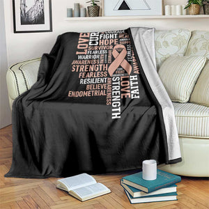 Endometrial Cancer Awareness Throw Blanket Warrior Survivor Peach Ribbon TS12 Print Your Wear