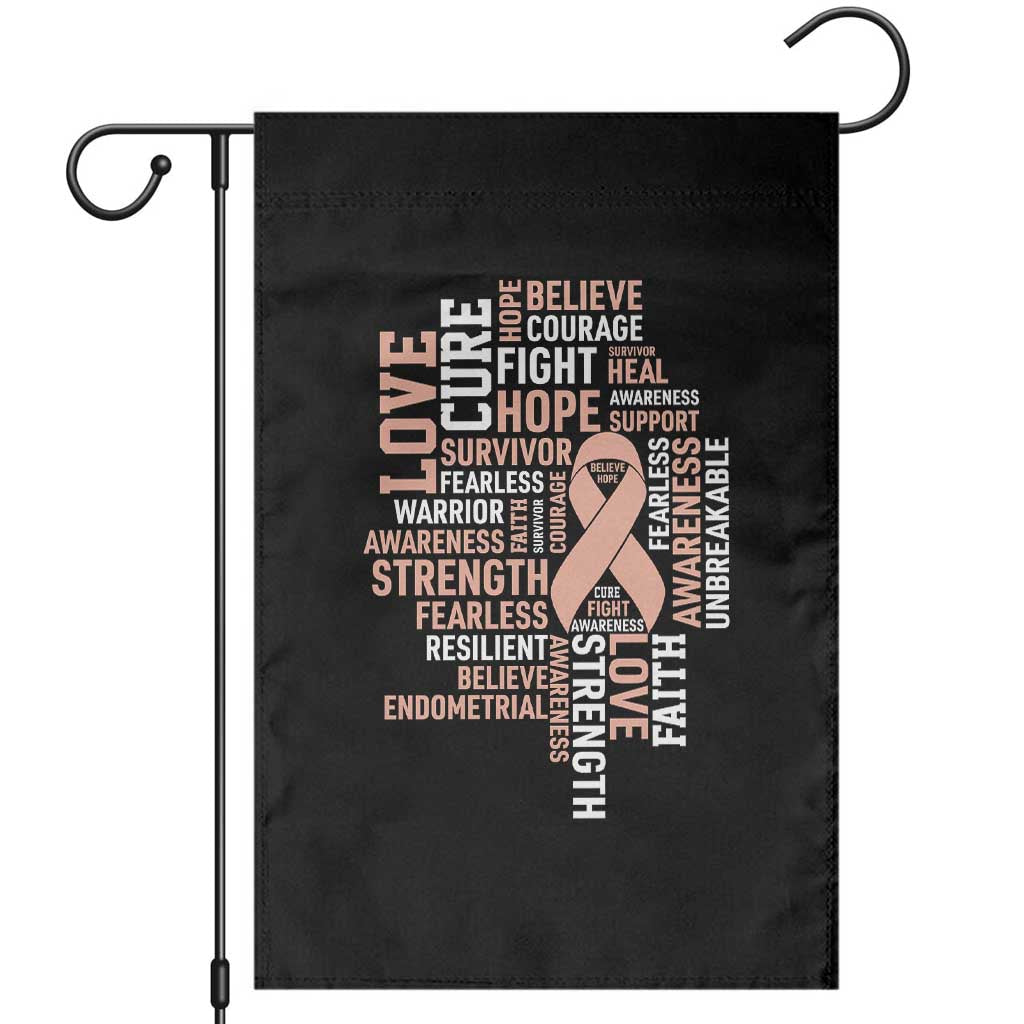 Endometrial Cancer Awareness Garden Flag Warrior Survivor Peach Ribbon TS12 Black Print Your Wear