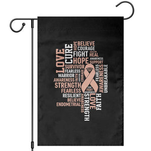 Endometrial Cancer Awareness Garden Flag Warrior Survivor Peach Ribbon TS12 Black Print Your Wear