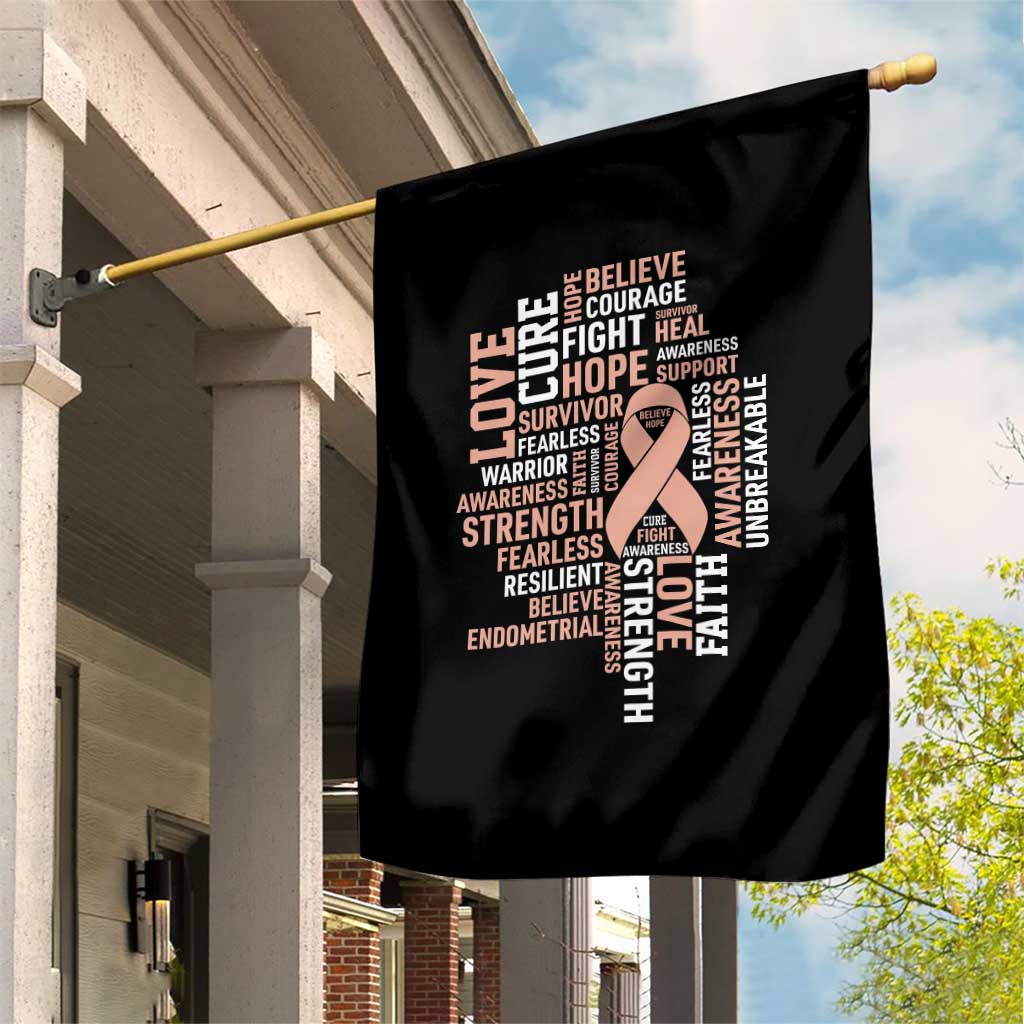 Endometrial Cancer Awareness Garden Flag Warrior Survivor Peach Ribbon TS12 Print Your Wear