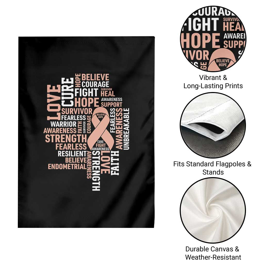 Endometrial Cancer Awareness Garden Flag Warrior Survivor Peach Ribbon TS12 Print Your Wear