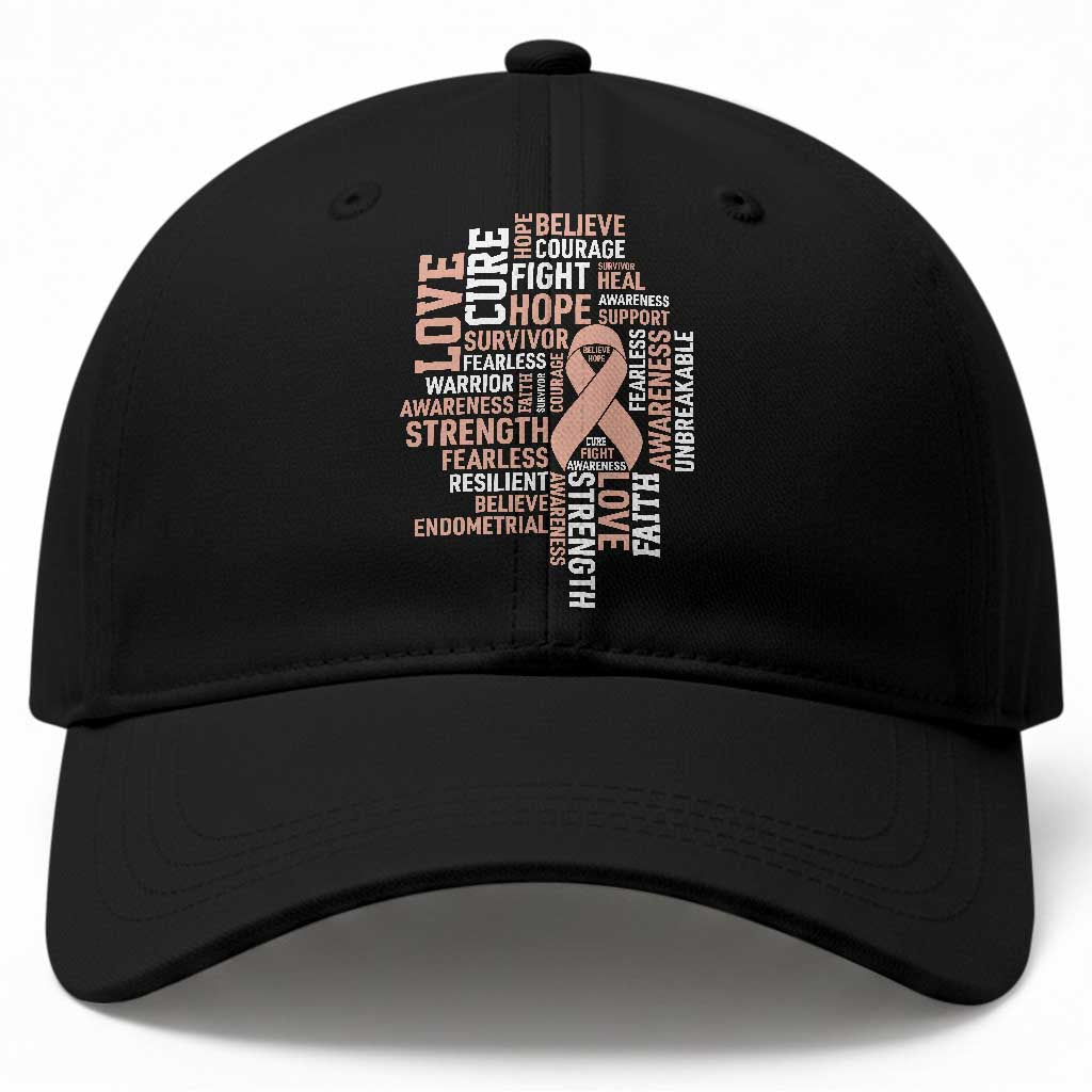 Endometrial Cancer Awareness Baseball Cap Warrior Survivor Peach Ribbon TS12 Print Your Wear