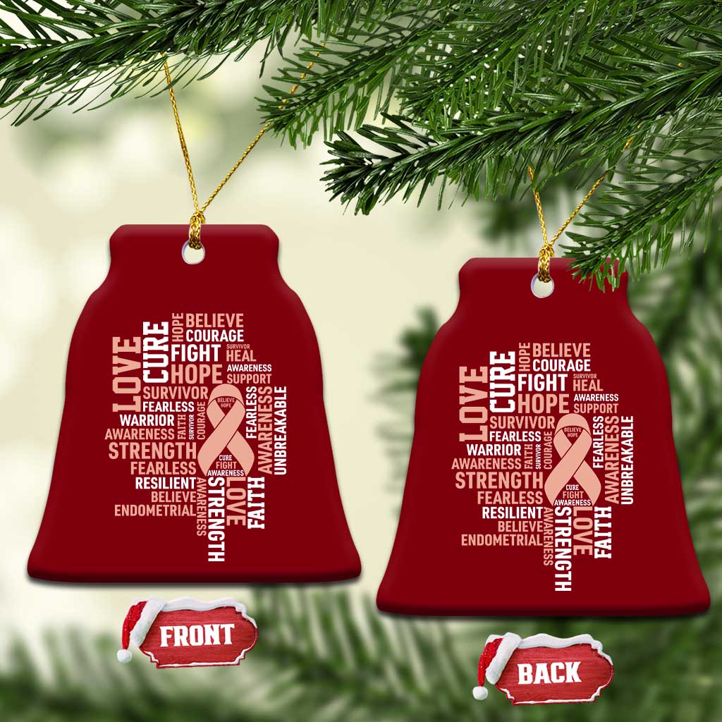 Endometrial Cancer Awareness Ceramic Ornament Warrior Survivor Peach Ribbon TS12 Print Your Wear