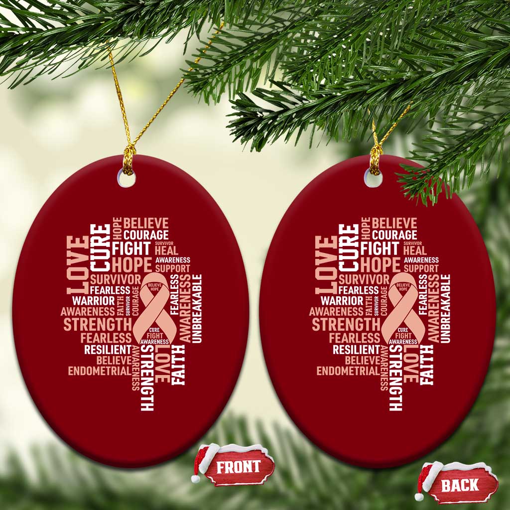 Endometrial Cancer Awareness Ceramic Ornament Warrior Survivor Peach Ribbon TS12 Print Your Wear