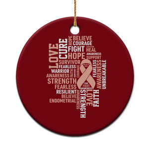 Endometrial Cancer Awareness Ceramic Ornament Warrior Survivor Peach Ribbon TS12 1pc Red Print Your Wear