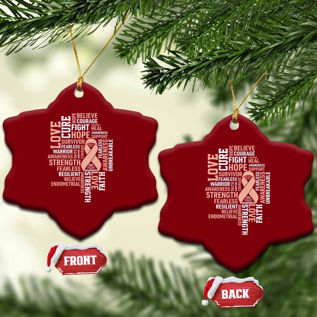 Endometrial Cancer Awareness Ceramic Ornament Warrior Survivor Peach Ribbon TS12 Print Your Wear