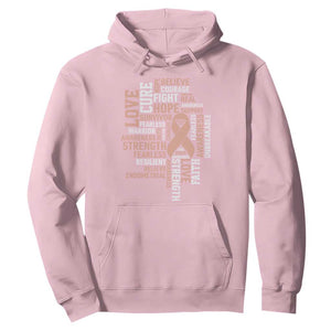 Endometrial Cancer Awareness Hoodie Warrior Survivor Peach Ribbon TS12 Light Pink Print Your Wear