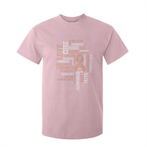 Endometrial Cancer Awareness T Shirt For Kid Warrior Survivor Peach Ribbon TS12 Light Pink Print Your Wear
