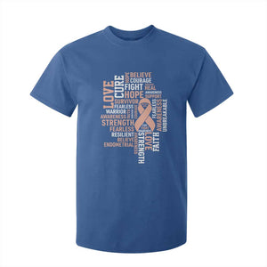 Endometrial Cancer Awareness T Shirt For Kid Warrior Survivor Peach Ribbon TS12 Royal Blue Print Your Wear