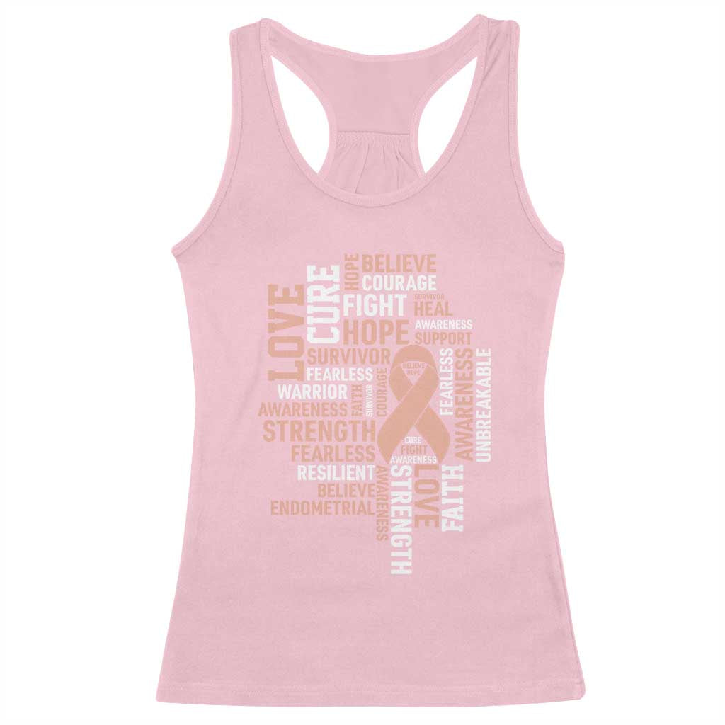 Endometrial Cancer Awareness Racerback Tank Top Warrior Survivor Peach Ribbon TS12 Light Pink Print Your Wear
