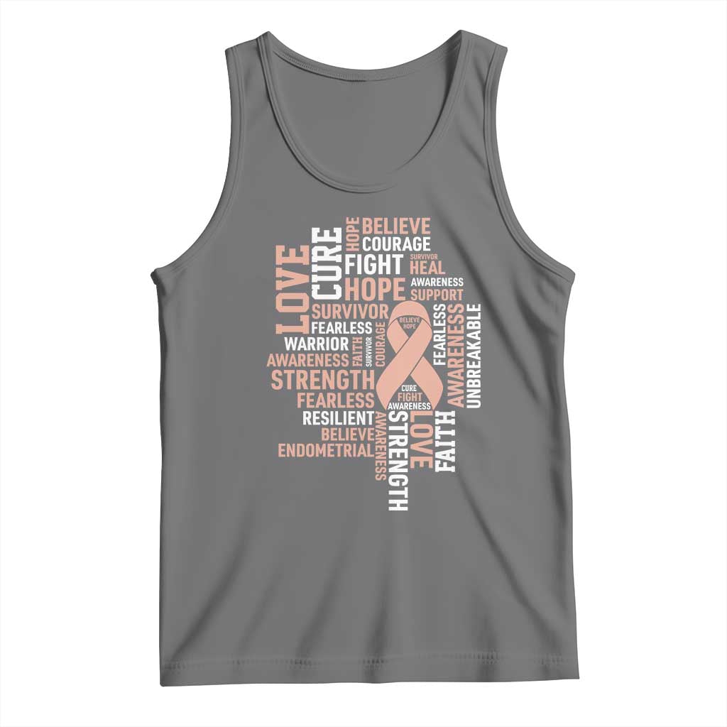 Endometrial Cancer Awareness Tank Top Warrior Survivor Peach Ribbon TS12 Black Heather Print Your Wear