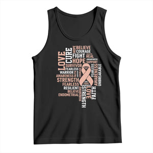Endometrial Cancer Awareness Tank Top Warrior Survivor Peach Ribbon TS12 Black Print Your Wear