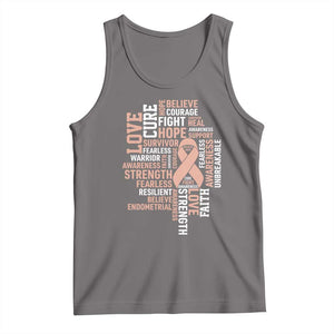 Endometrial Cancer Awareness Tank Top Warrior Survivor Peach Ribbon TS12 Deep Heather Print Your Wear