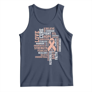 Endometrial Cancer Awareness Tank Top Warrior Survivor Peach Ribbon TS12 Navy Print Your Wear