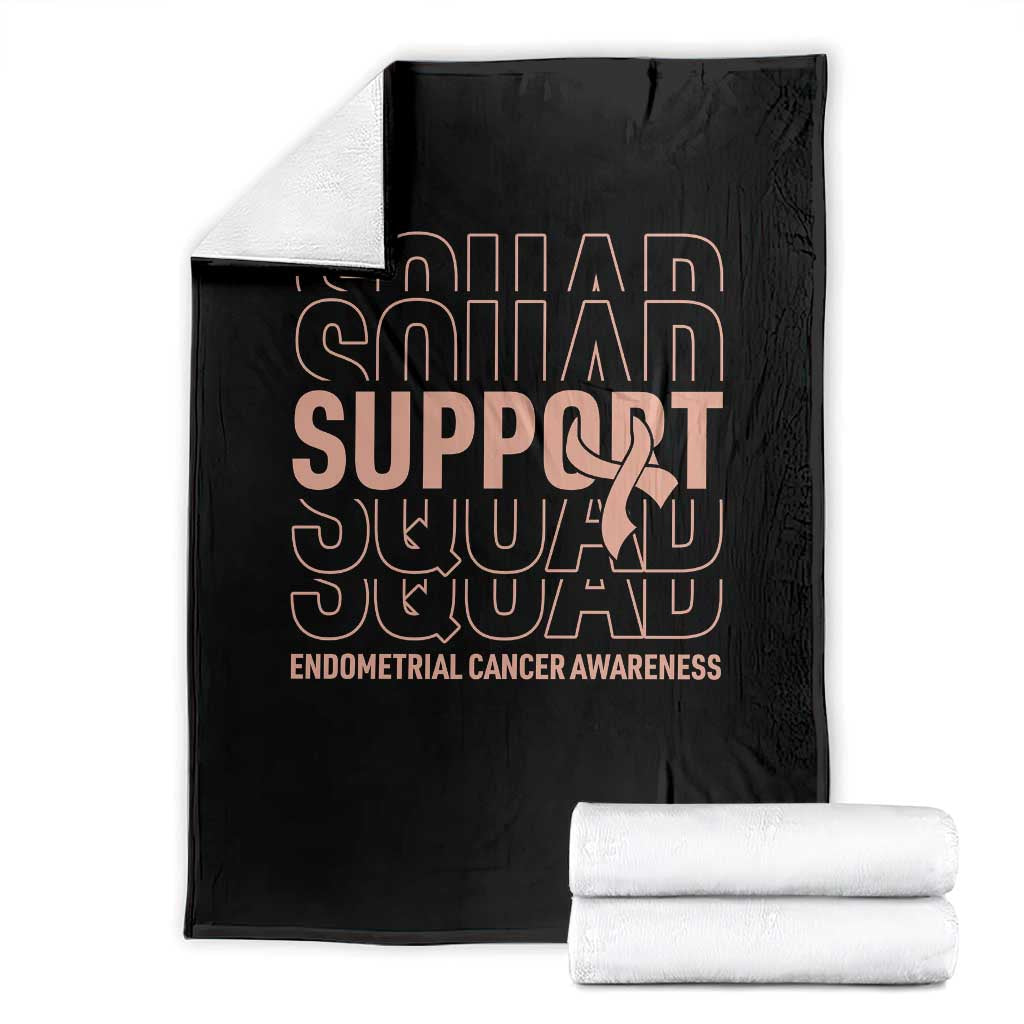 Endometrial Cancer Awareness Throw Blanket Support Squad Ribbon Warrior TS12 Black Print Your Wear
