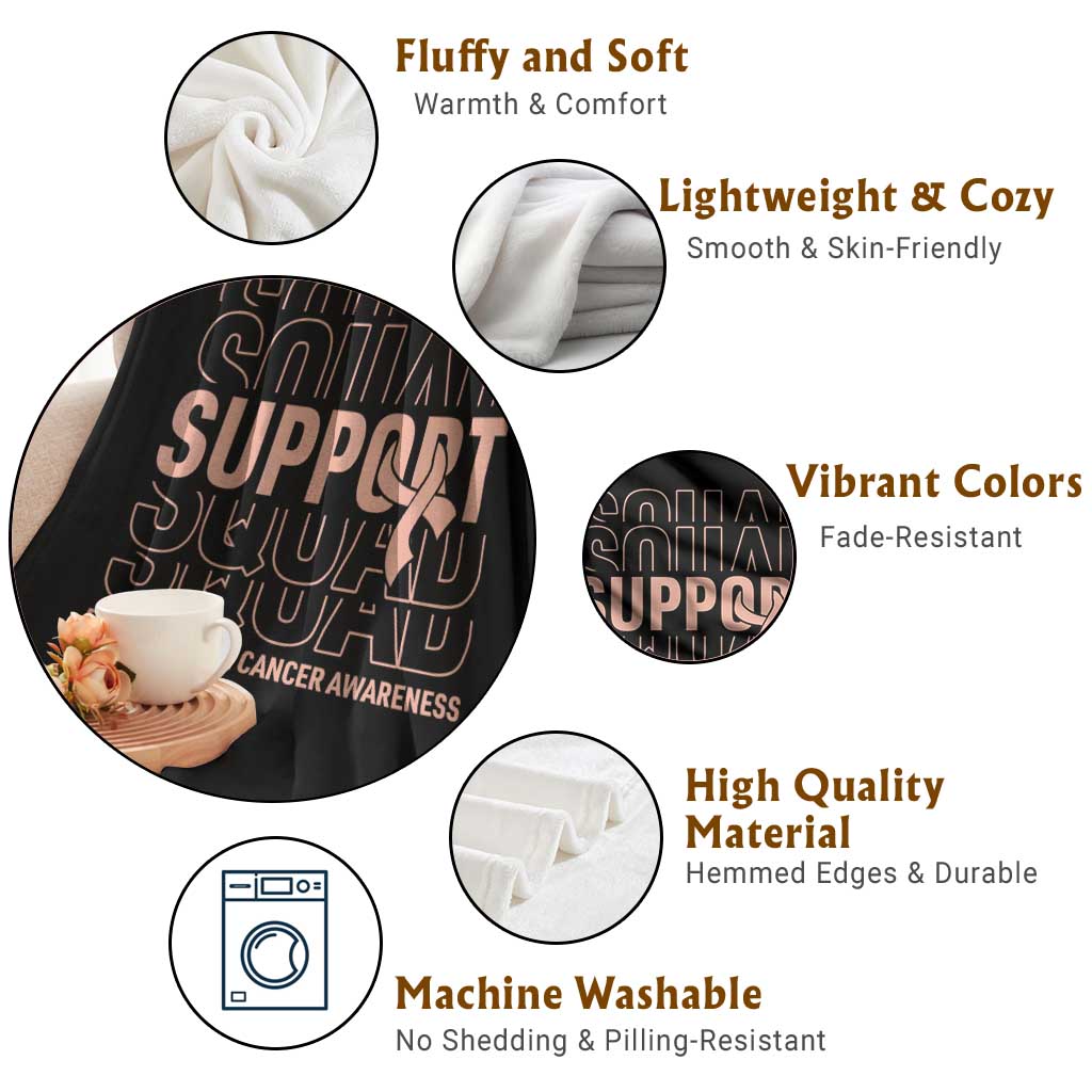 Endometrial Cancer Awareness Throw Blanket Support Squad Ribbon Warrior TS12 Print Your Wear