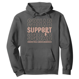 Endometrial Cancer Awareness Hoodie Support Squad Ribbon Warrior TS12 Dark Heather Print Your Wear