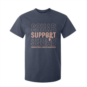 Endometrial Cancer Awareness T Shirt For Kid Support Squad Ribbon Warrior TS12 Navy Print Your Wear