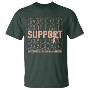 Endometrial Cancer Awareness T Shirt Support Squad Ribbon Warrior TS12 Dark Forest Green Print Your Wear