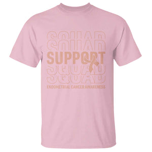 Endometrial Cancer Awareness T Shirt Support Squad Ribbon Warrior TS12 Light Pink Print Your Wear