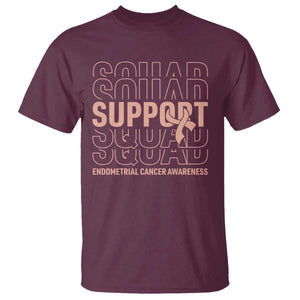 Endometrial Cancer Awareness T Shirt Support Squad Ribbon Warrior TS12 Maroon Print Your Wear