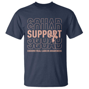 Endometrial Cancer Awareness T Shirt Support Squad Ribbon Warrior TS12 Navy Print Your Wear