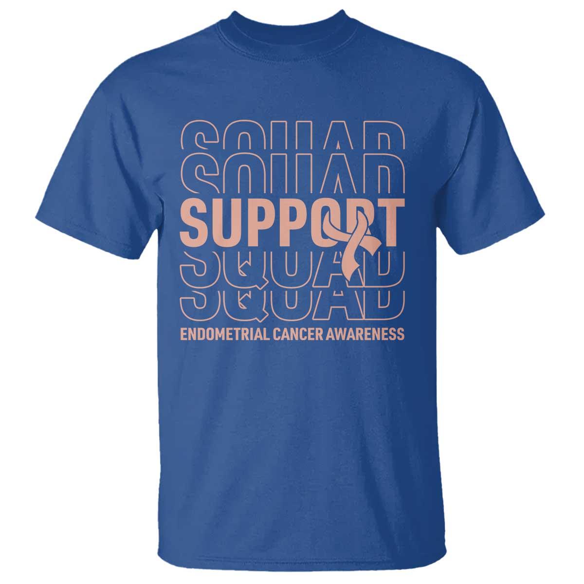Endometrial Cancer Awareness T Shirt Support Squad Ribbon Warrior TS12 Royal Blue Print Your Wear