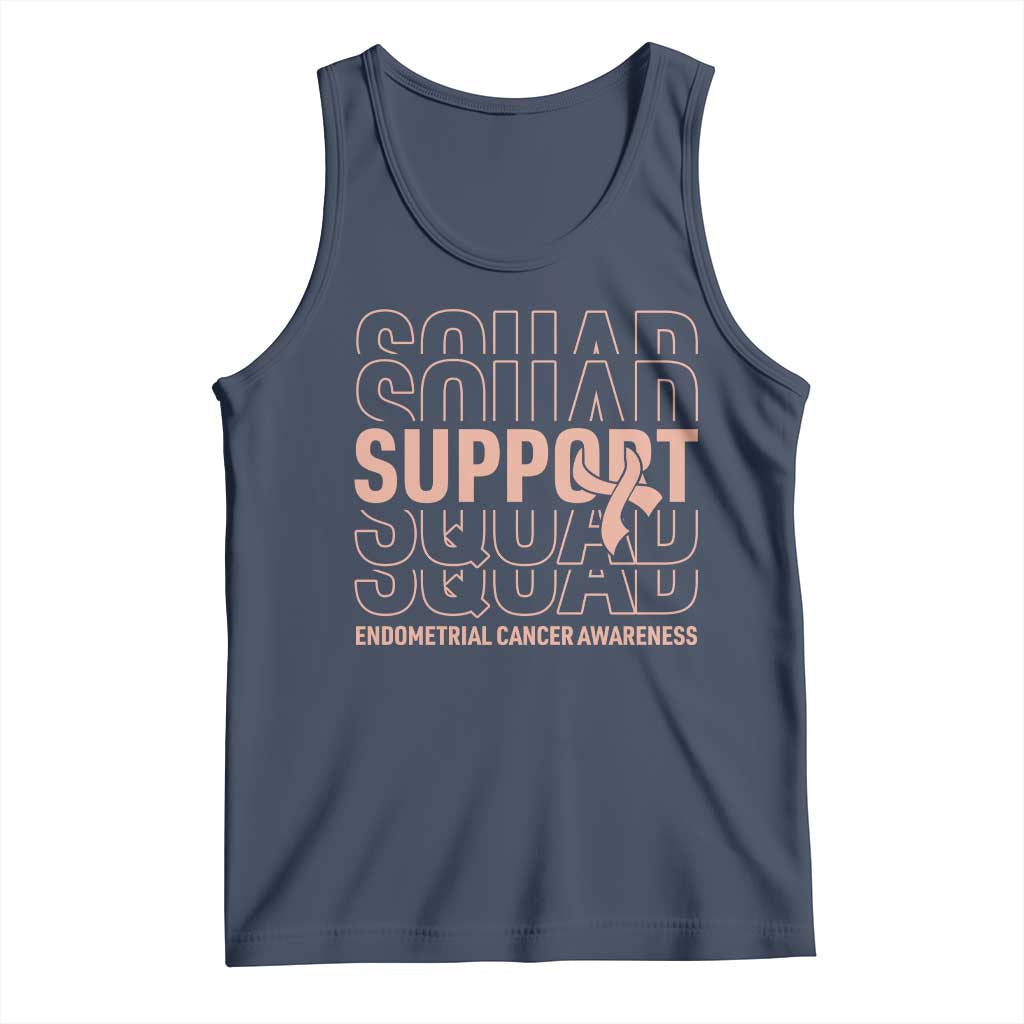 Endometrial Cancer Awareness Tank Top Support Squad Ribbon Warrior TS12 Navy Print Your Wear