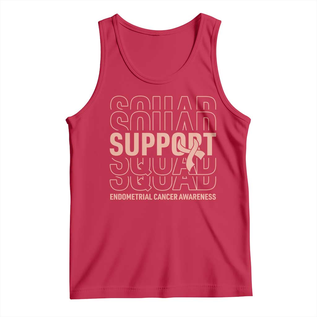 Endometrial Cancer Awareness Tank Top Support Squad Ribbon Warrior TS12 Red Print Your Wear