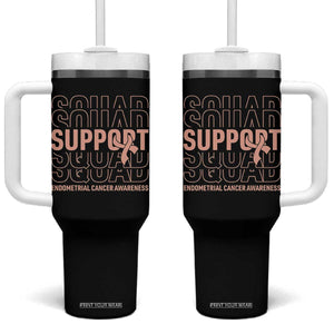 Endometrial Cancer Awareness Tumbler With Handle Support Squad Ribbon Warrior TS12 One Size: 40 oz Black Print Your Wear
