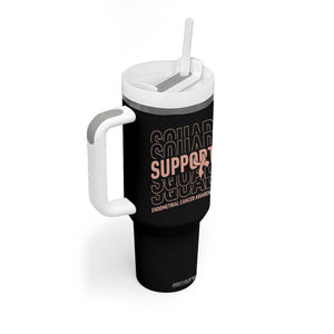 Endometrial Cancer Awareness Tumbler With Handle Support Squad Ribbon Warrior TS12 Print Your Wear