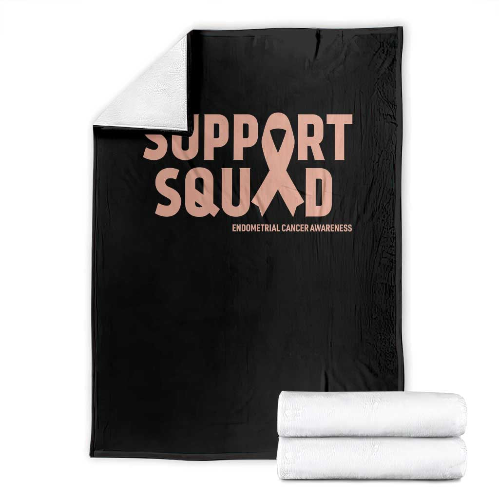 Endometrial Cancer Awareness Throw Blanket Support Squad Warrior Gift TS12 Black Print Your Wear