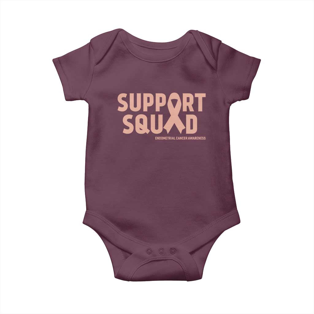 Endometrial Cancer Awareness Baby Onesie Support Squad Warrior Gift TS12 Maroon Print Your Wear