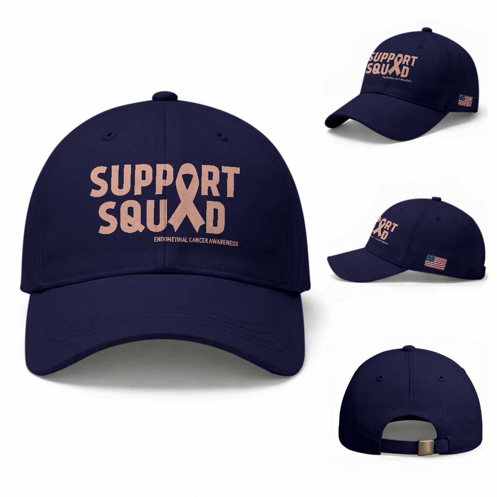 Endometrial Cancer Awareness Baseball Cap Support Squad Warrior Gift TS12 Baseball Cap Universal Fit Dark Blue Print Your Wear