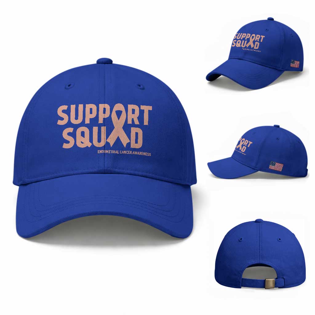 Endometrial Cancer Awareness Baseball Cap Support Squad Warrior Gift TS12 Baseball Cap Universal Fit Royal Blue Print Your Wear