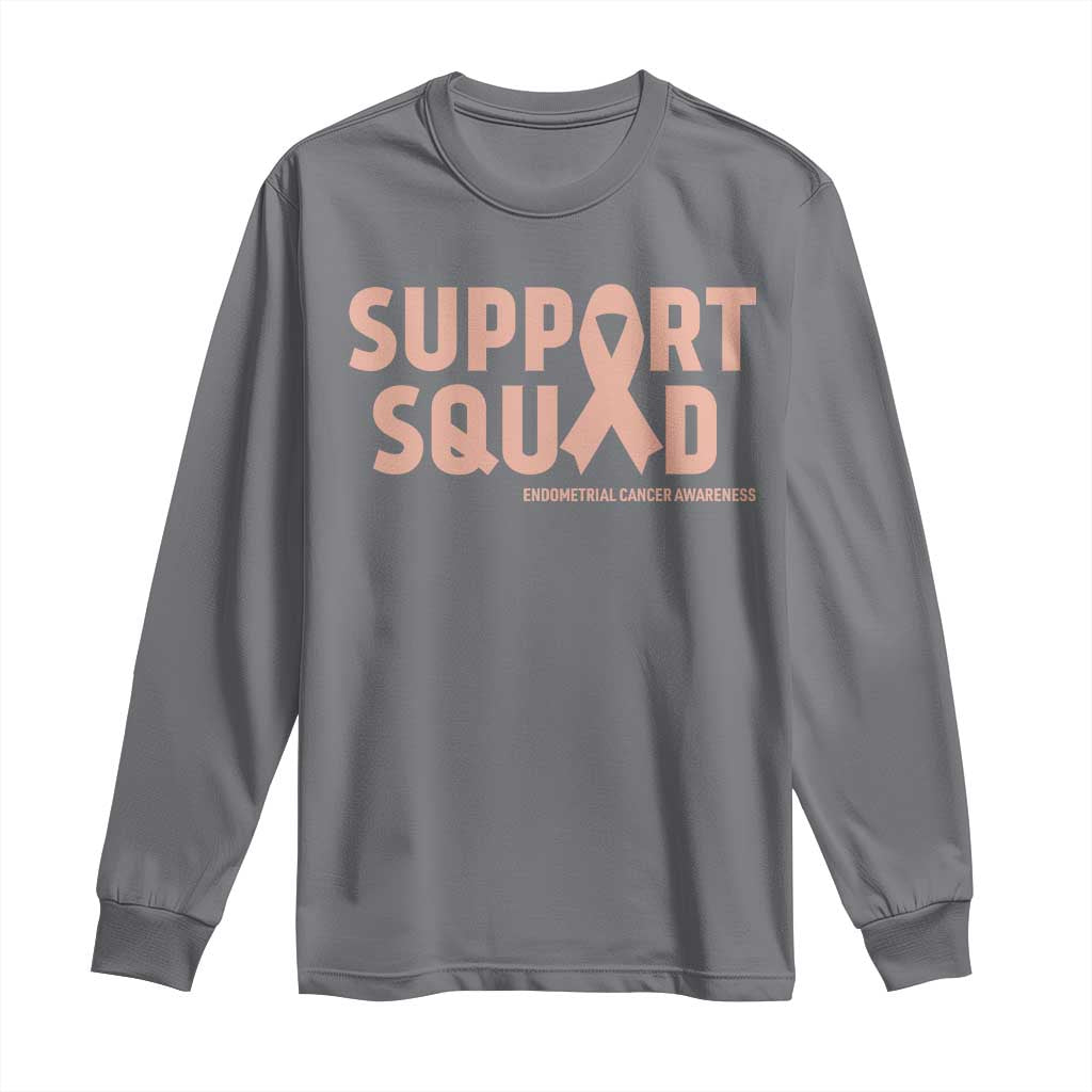 Endometrial Cancer Awareness Long Sleeve Shirt Support Squad Warrior Gift TS12 Charcoal Print Your Wear