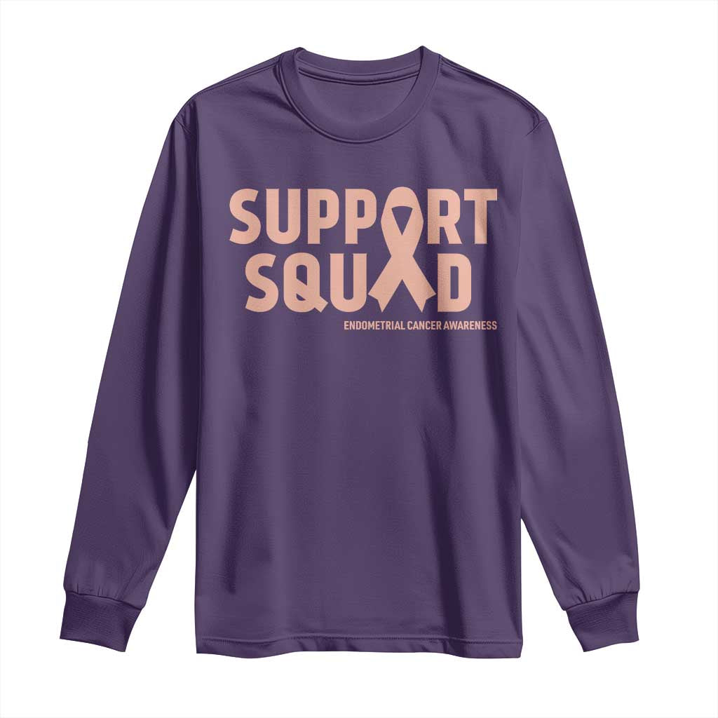 Endometrial Cancer Awareness Long Sleeve Shirt Support Squad Warrior Gift TS12 Purple Print Your Wear